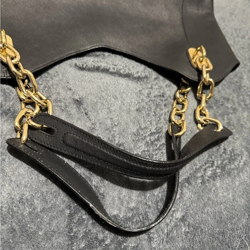 Michael Kors Black Shoulder Bag with Gold Chain